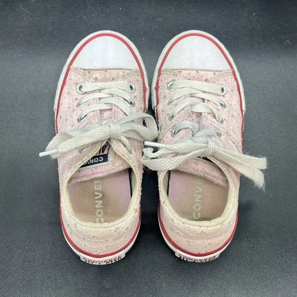 Converse all star low top pink stars junior size 11 casual school walking